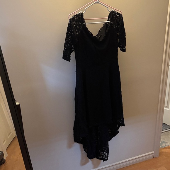 Chic Black Lace High-Low Dress - Picture 1 of 9
